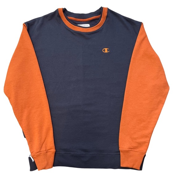 Navy and Orange Champion Crewneck Sweater - Picture 1 of 8